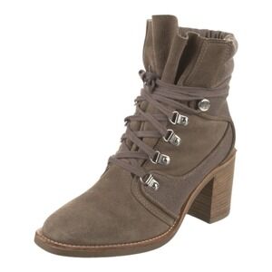 Aquatalia Suede‎ Lace Up Heeled Brown Ankle Boots Size 6.5
